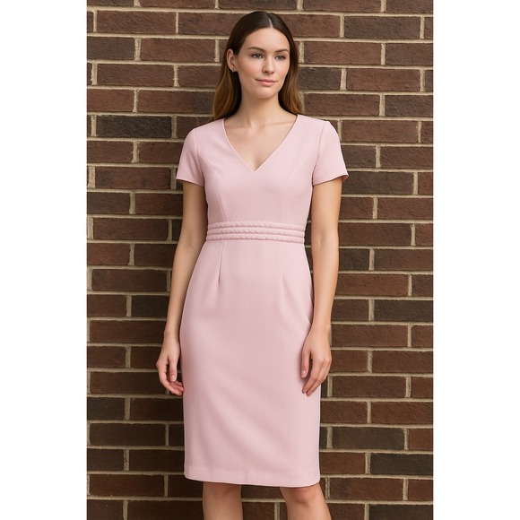 Jones‎ New York Dress Sheath Career Work Pink Woven Detail Size 10 - Picture 1 of 5
